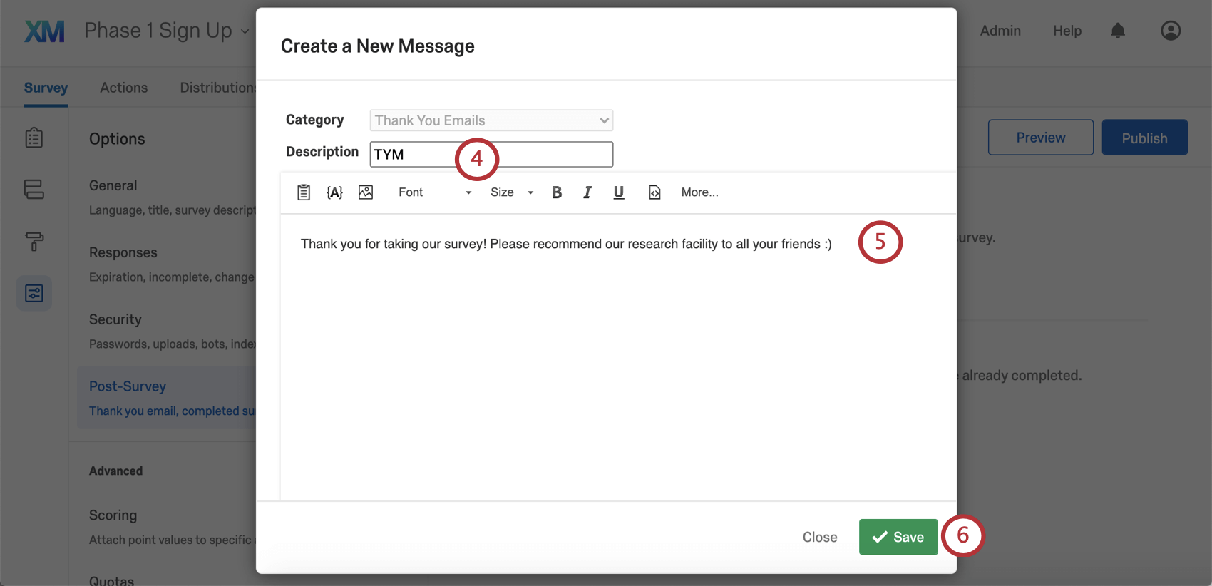Une nouvelle fenêtre souvre pour la saisie des détails du message