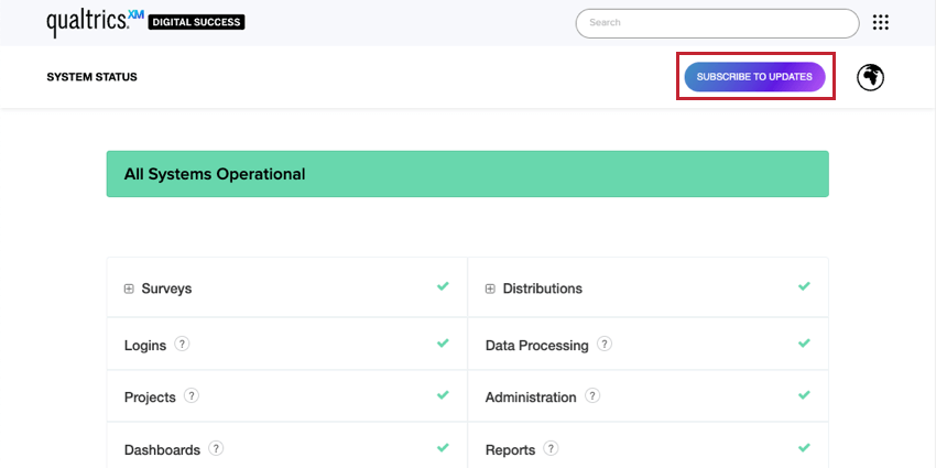 ページの2番目のヘッダーにある更新を購読するという紫色のボタン