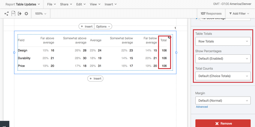 Tableau Options totales