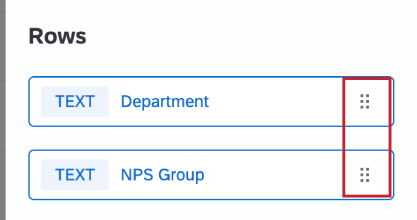 Serie di sei punti allestrema destra di ogni riga, che indicano il punto in cui è possibile fare clic su un oggetto per trascinarlo