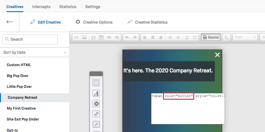 Nel tag span è stato impostato un ruolo uguale a button