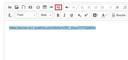 The link is highlighted and the break link icon is being clicked