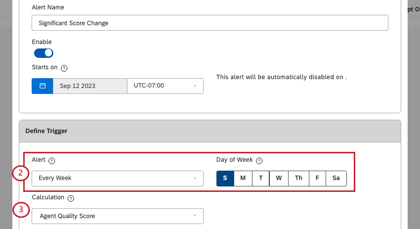 choosing the alert schedule