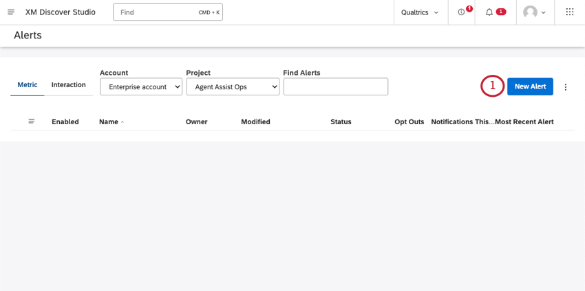 en cliquant sur Nouvelle alerte