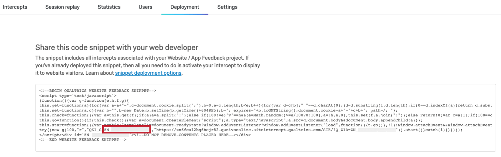ID de Zona en el código de implementación del proyecto, comenzando con ZN