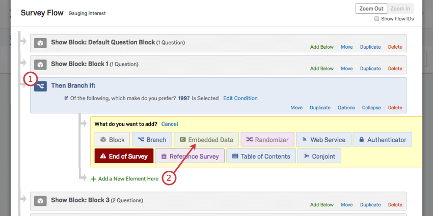 Adding Embedded Data to a branch