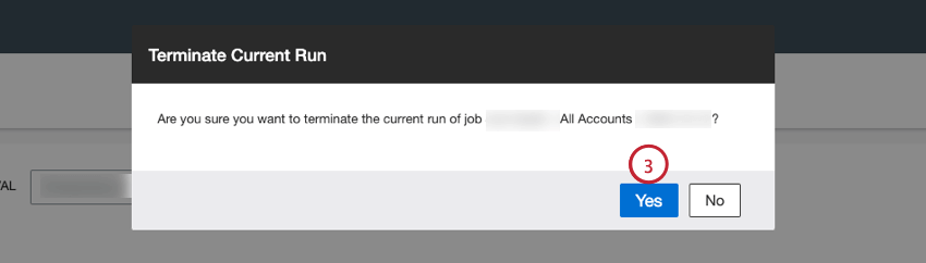 auf Ja klicken, um den Job zu beenden