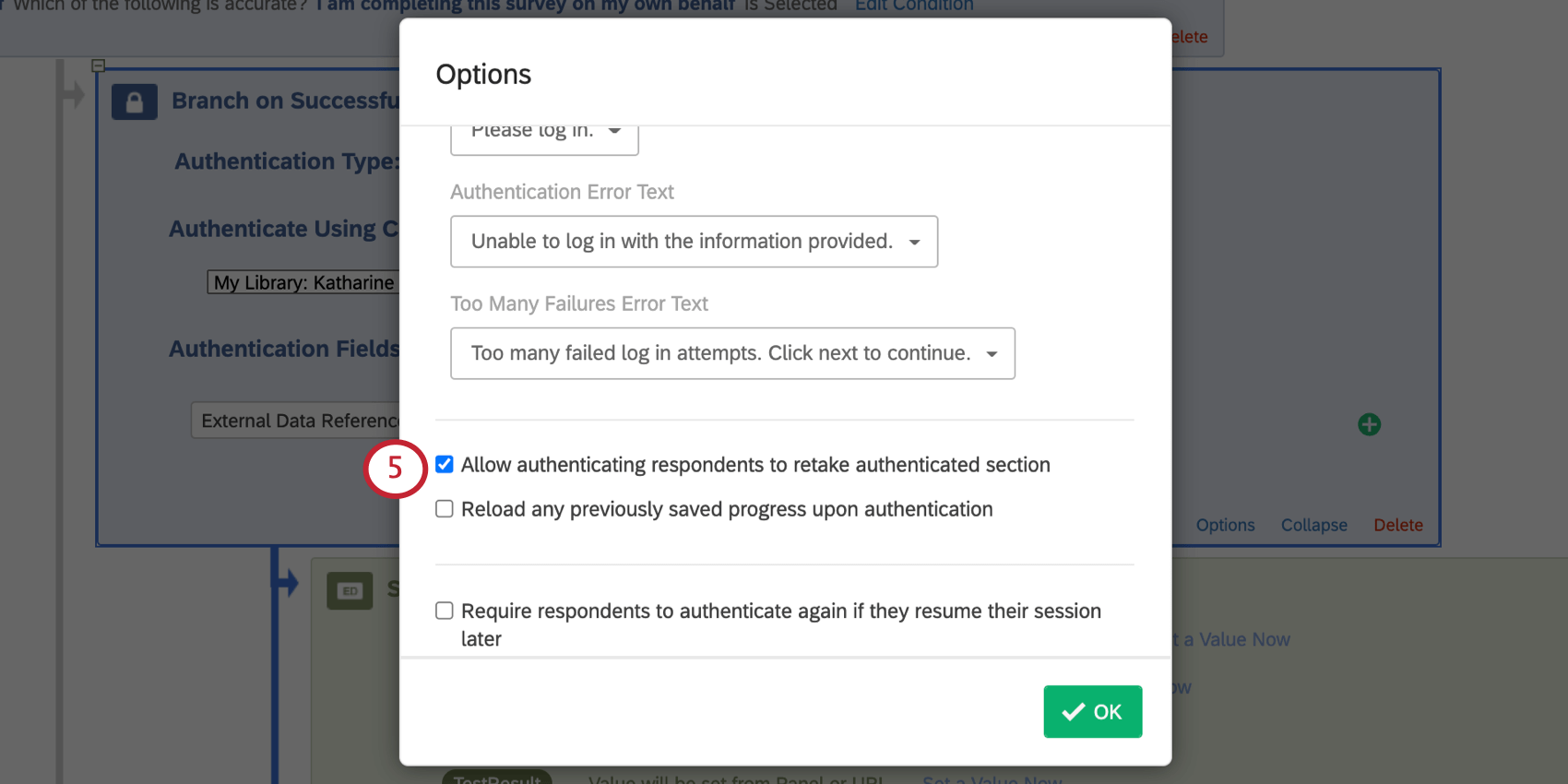 Image. of authenticator options window