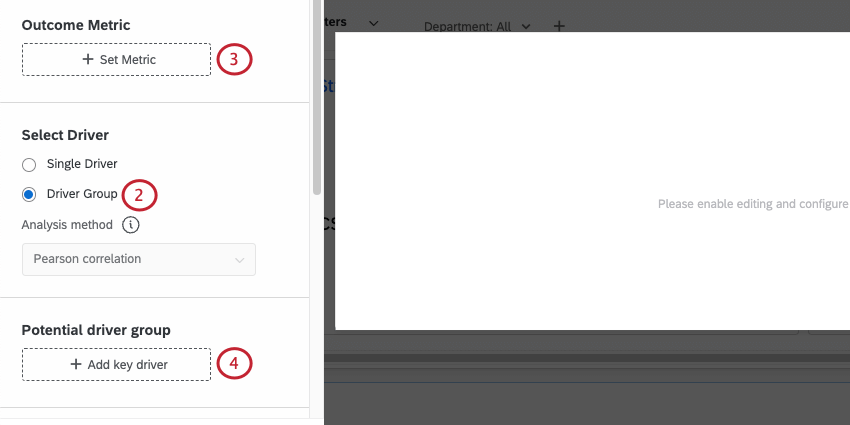 um widget de áreas de foco. o grupo de motoristas é selecionado como o motorista