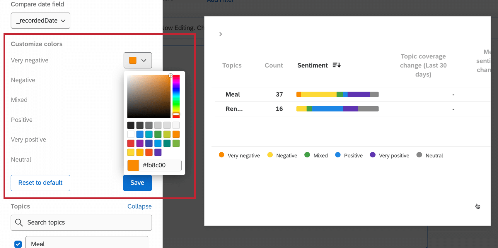 customizing colors in a text iq table widget