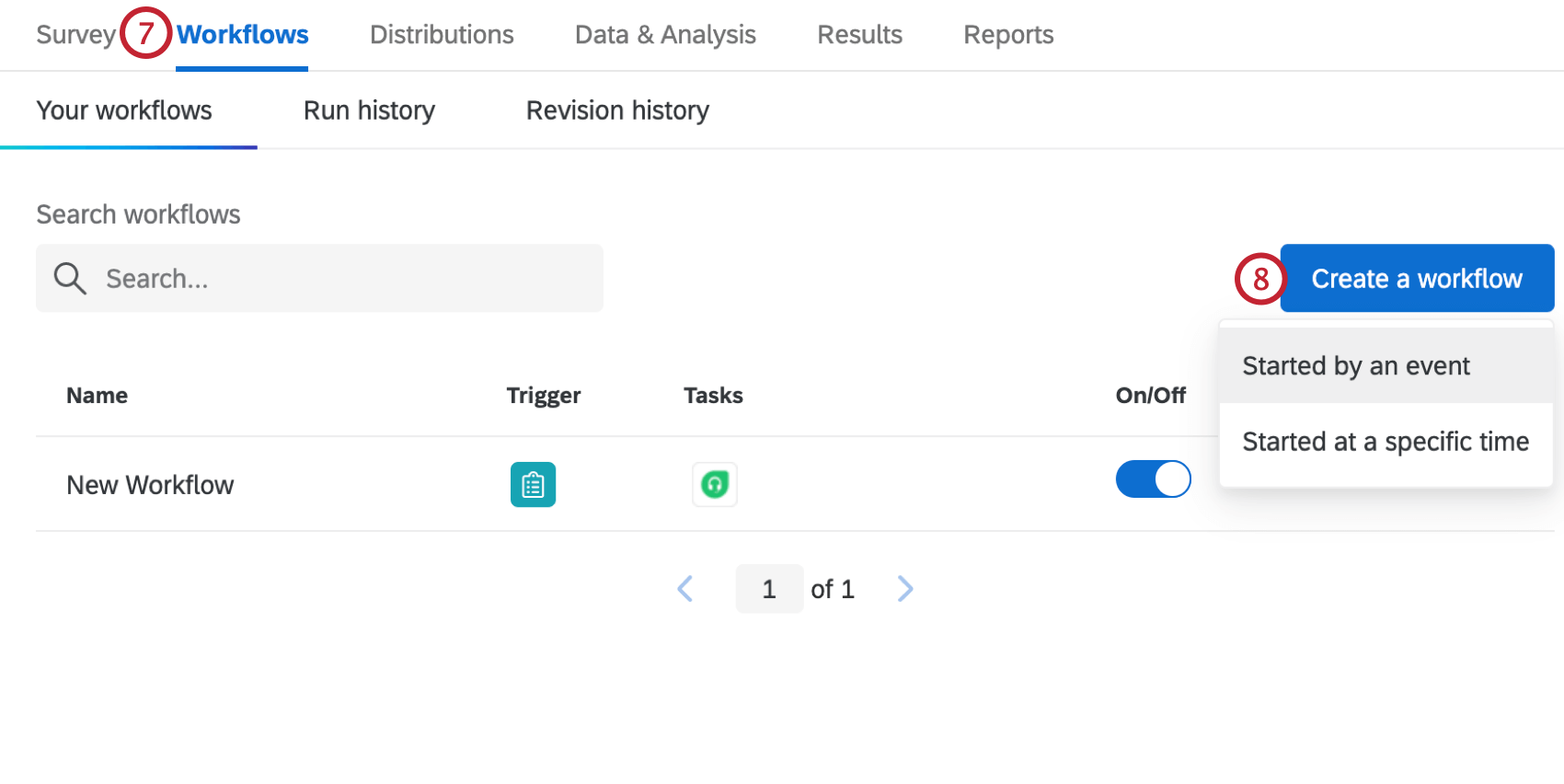 navigating to workflows and clicking create a workflow in the top right