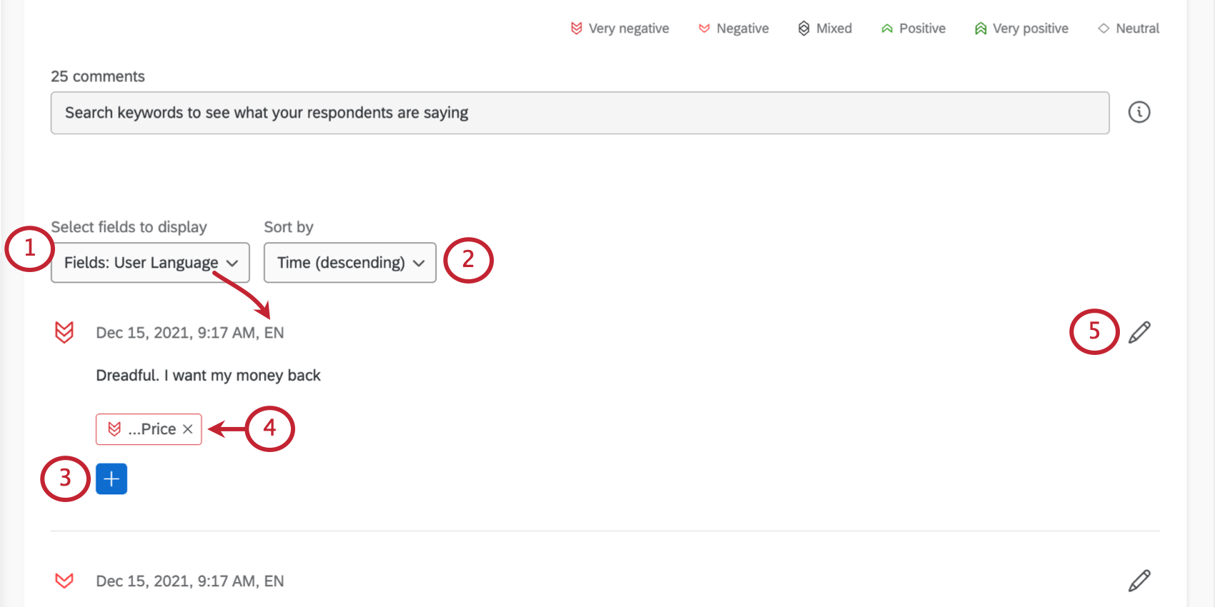 visualizzazione di una risposta in Text IQ