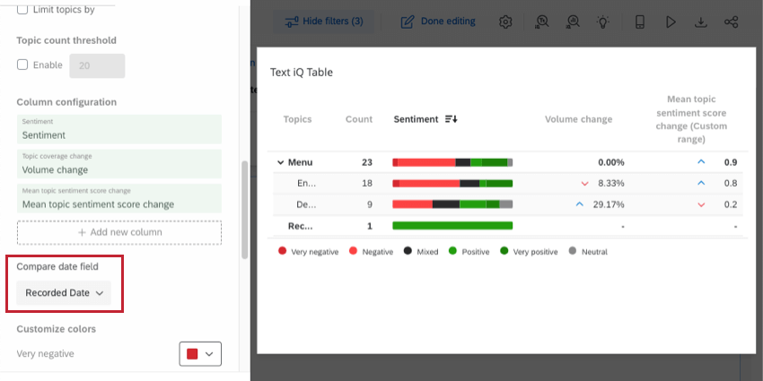 Le champ Date de sélection apparaît dans léditeur de widgets juste en dessous de lendroit où vous sélectionnez les colonnes elles-mêmes