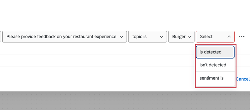 auswahl wird erkannt/nicht erkannt für die Bedingung des Themas