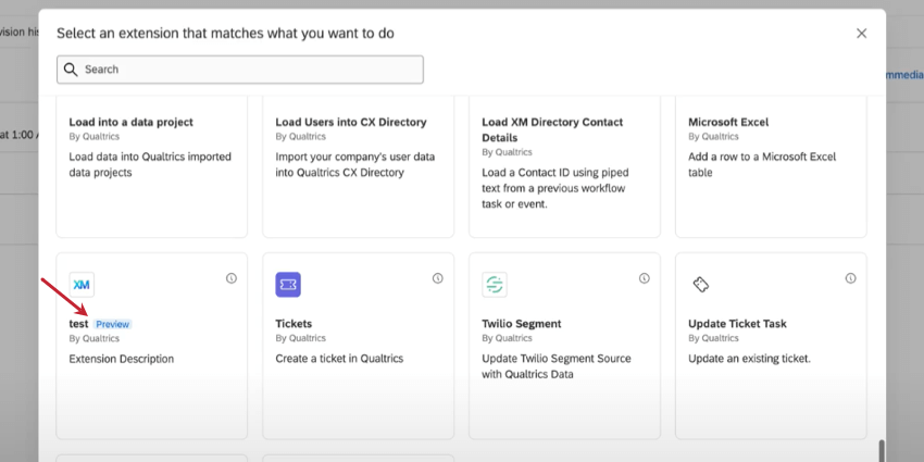 Window that opens when adding tasks to a workflow - one task is marked as Preview
