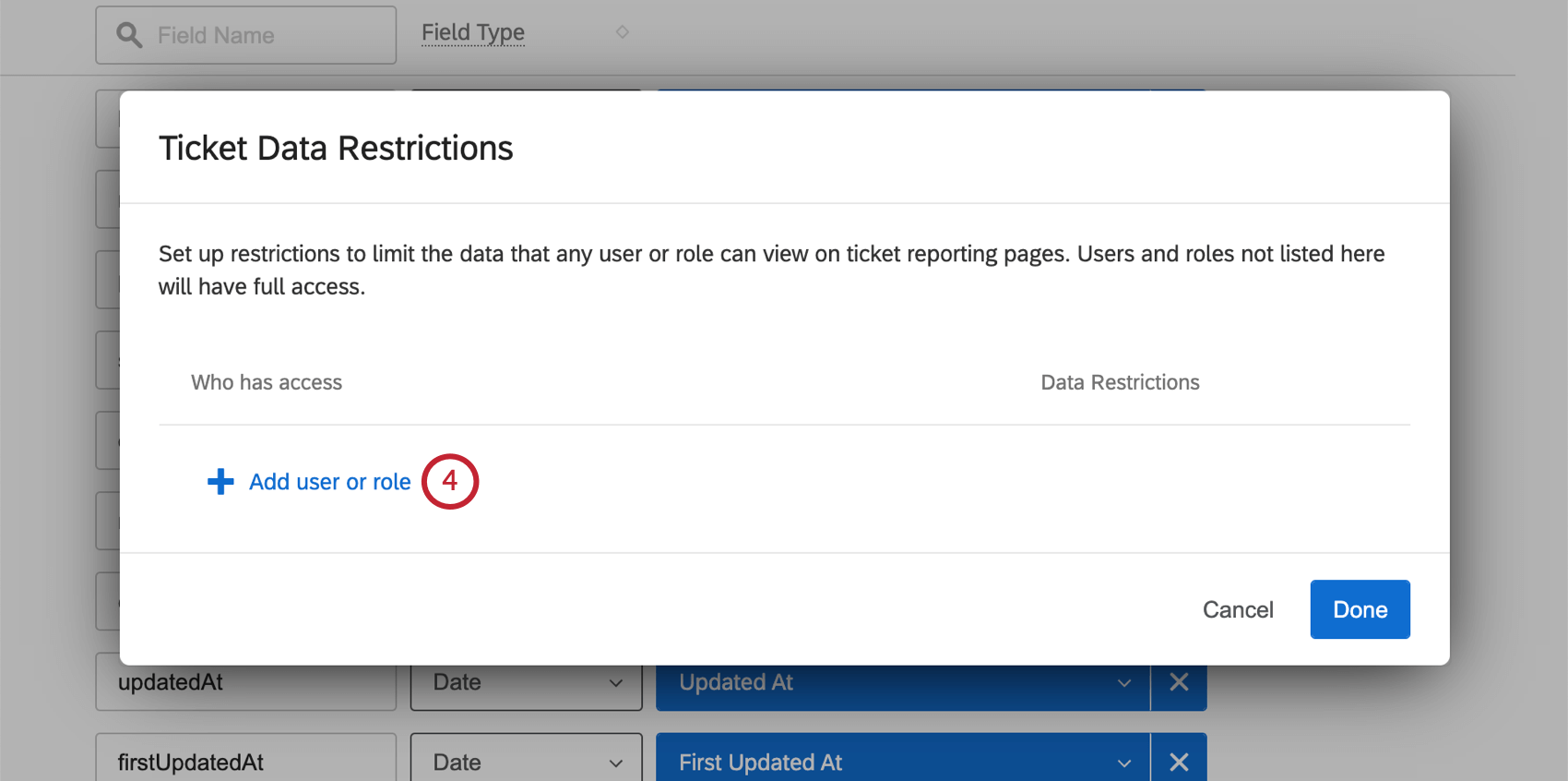 New window where you can add users and roles
