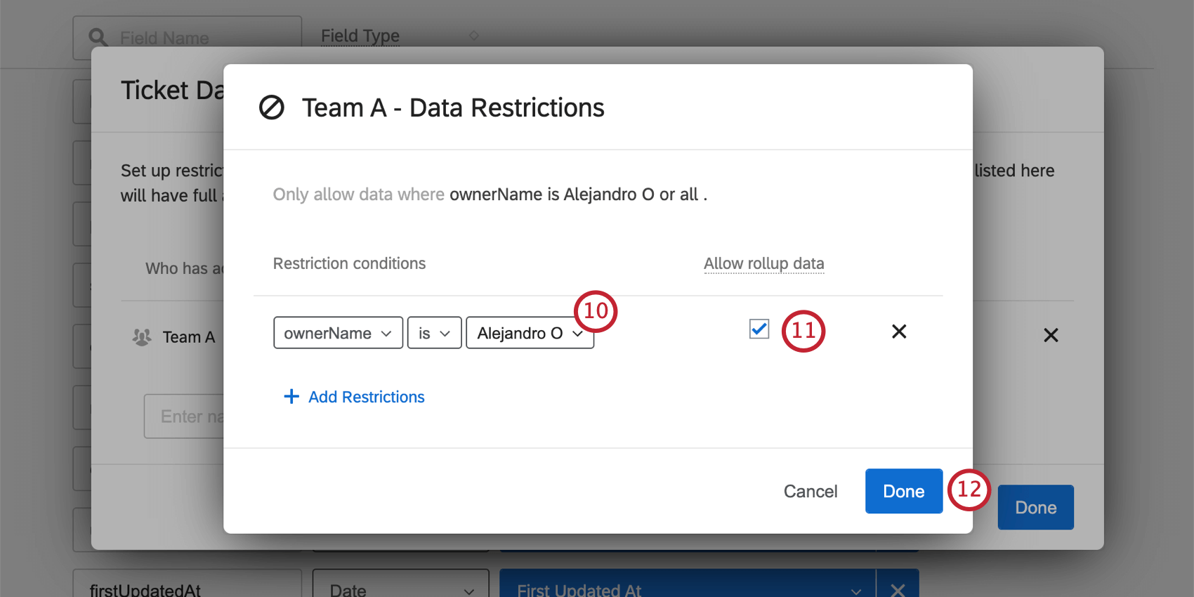 Allow rollup data is selected