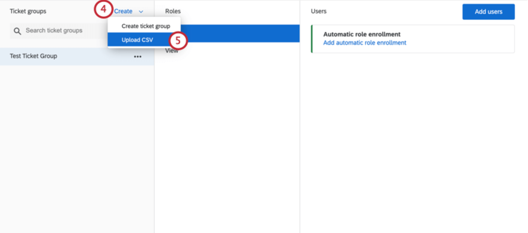 en choisissant "upload csv" dans le menu "create"