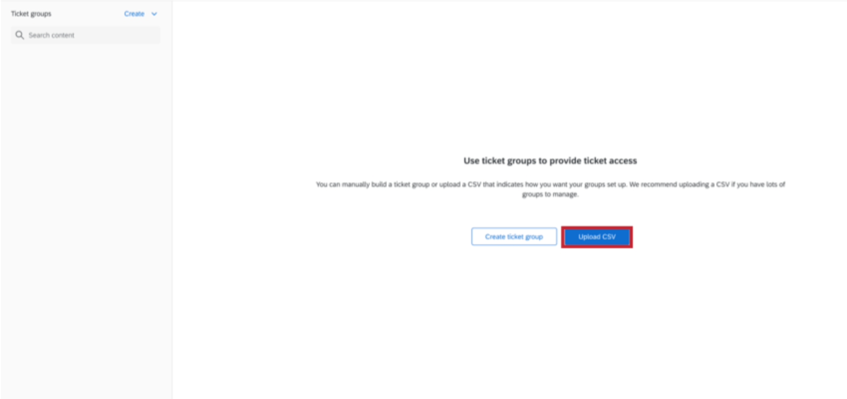 le bouton "upload Csv"