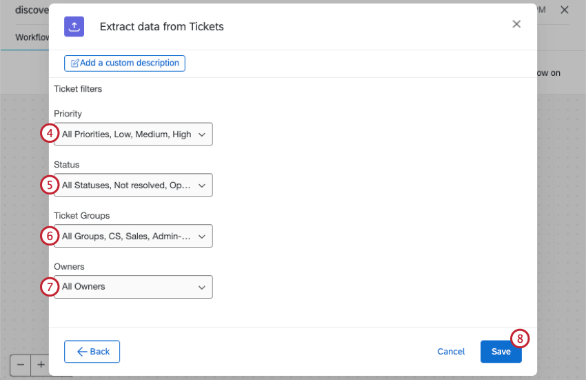 choosing which tickets to export