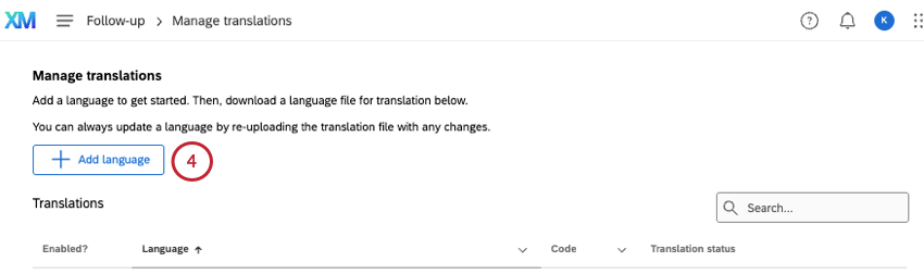 add language button top of page