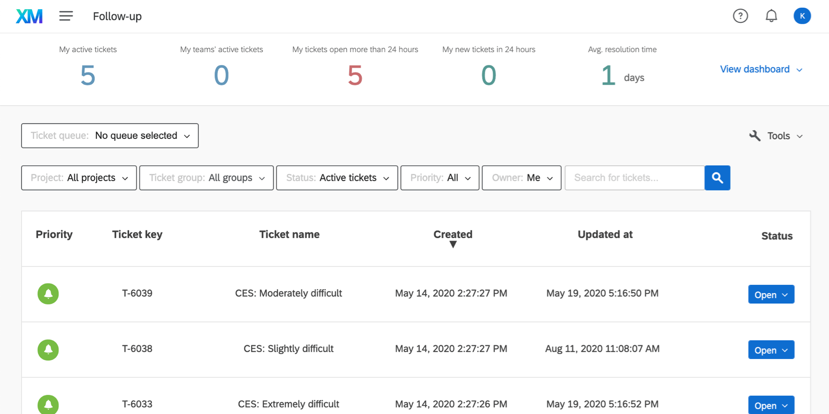 チケットフォローアップページ