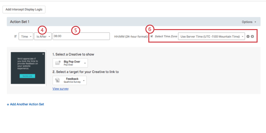 Condition says the creative will appear if the time is after 06:00 (6am) in mountain standard time
