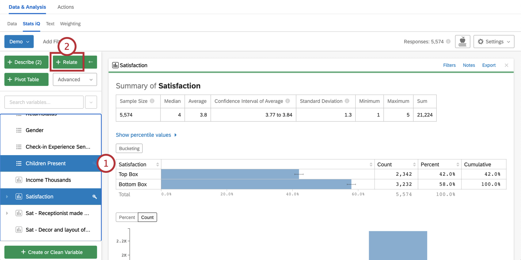 満足度と子供のプレゼントの変数との関係