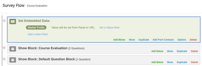Embedded Data element at the top of the flow
