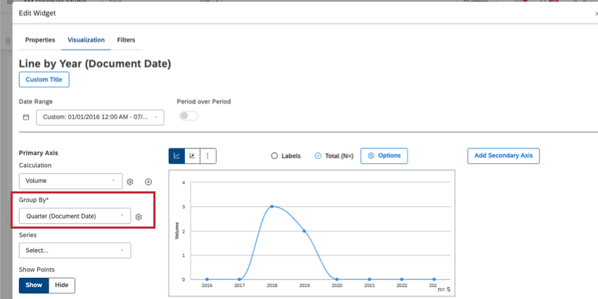 Agrupar por campo en un gráfico de líneas