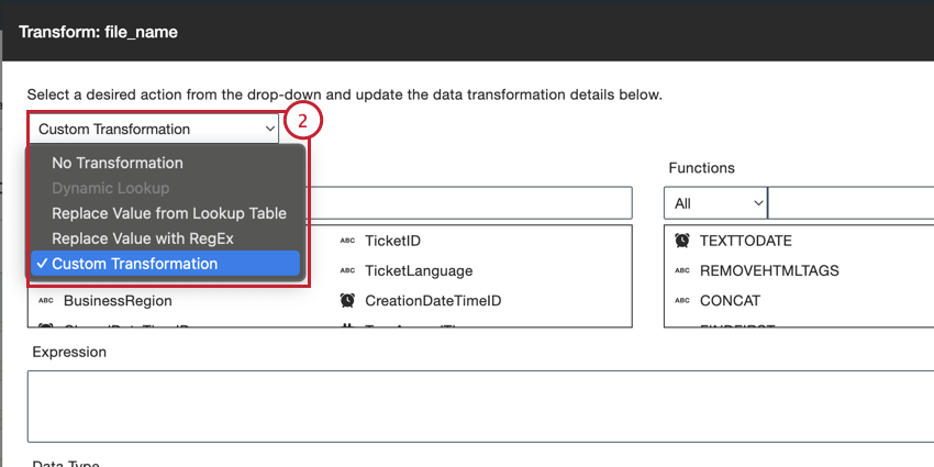 choosing the type of data transformation to use