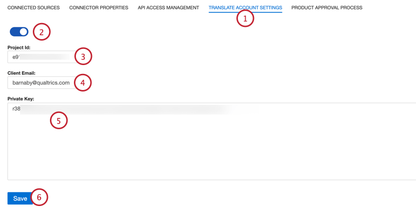 adição de traduções nas configurações da conta