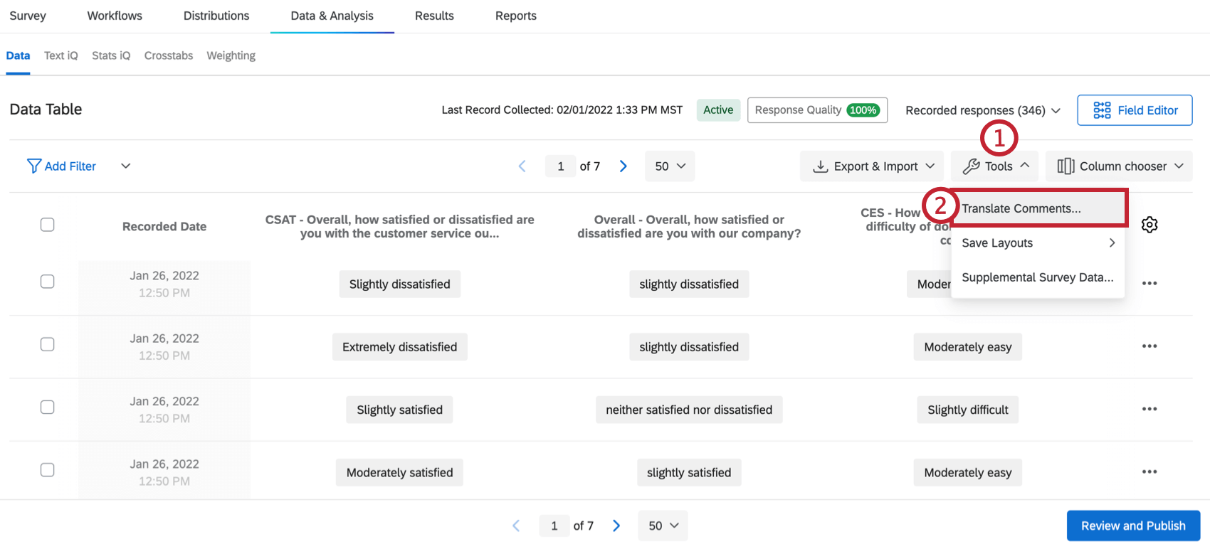 Bouton Outils à droite de longlet Données et analyse