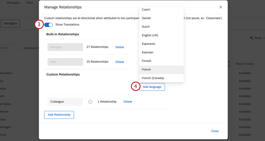 en cliquant sur Afficher les liens, puis sur Ajouter une langue et en sélectionnant une langue