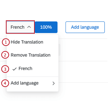 the translation options when you click a relationship translation