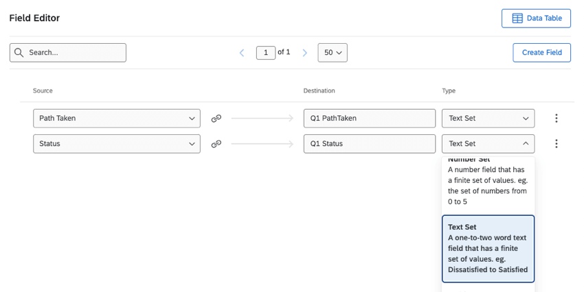 remapping a field to a "text set"