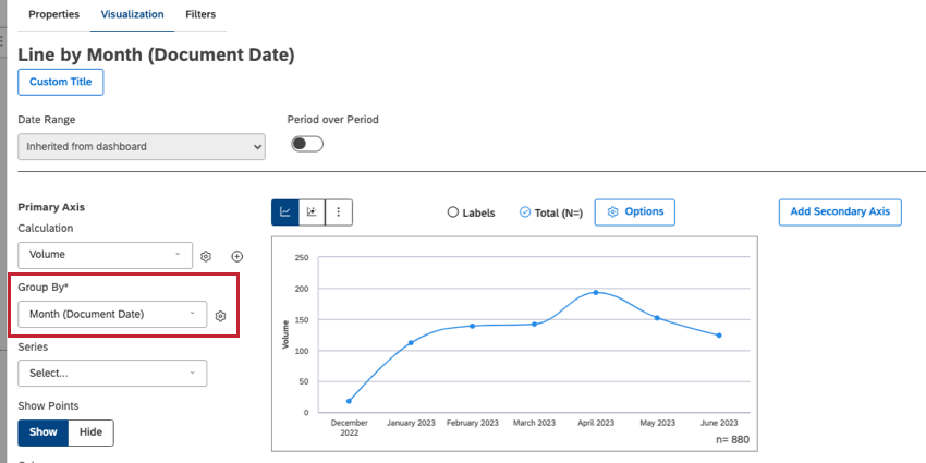 group by dropdown when editing a line chart