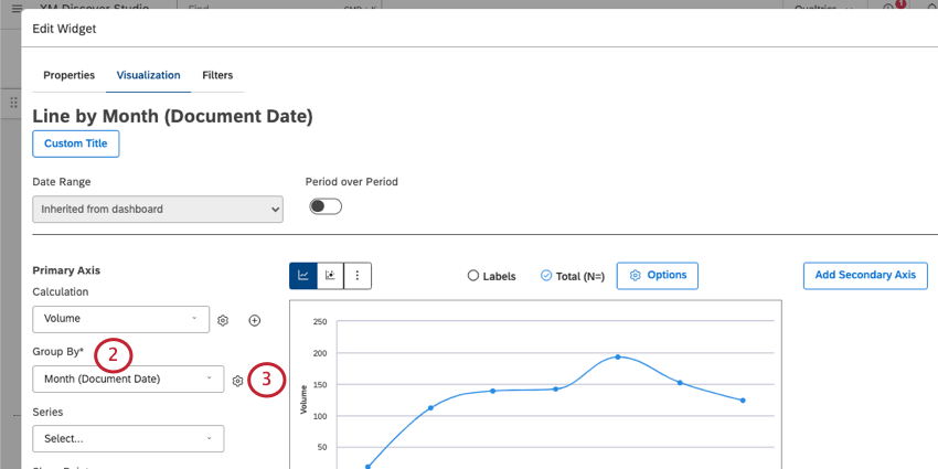Gruppieren nach Feld, dann das Zahnrad weiter