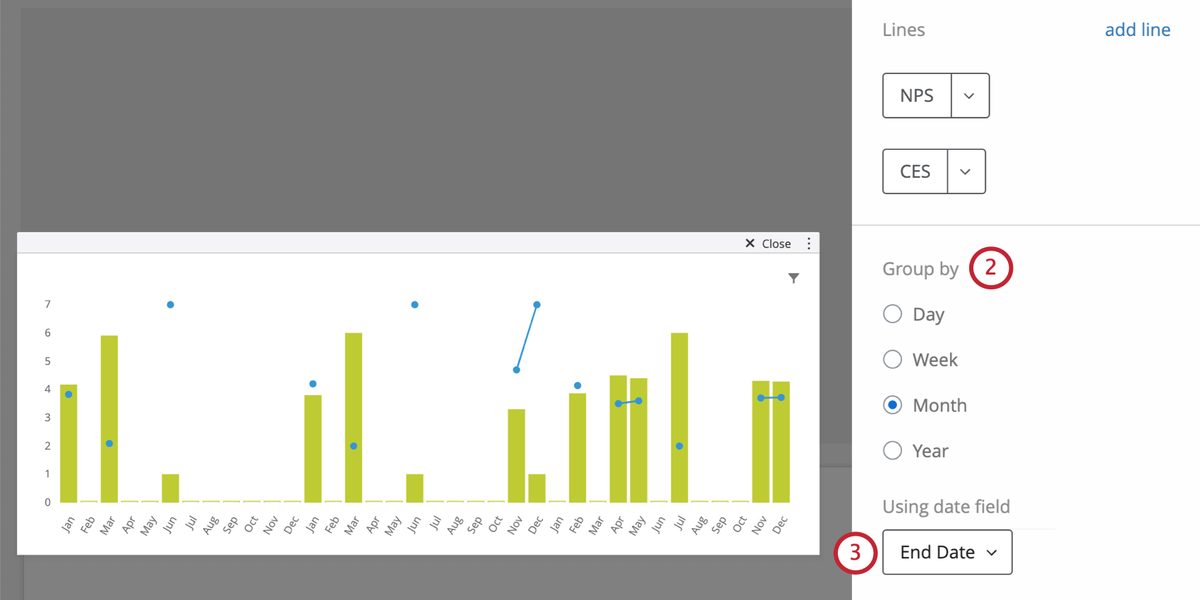 Gruppierungen im Widget-Bearbeitungsbereich und Dropdown Datumsfeld benutzen