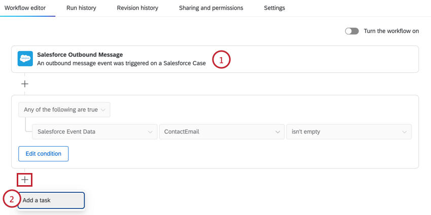 Salesforceのアウトバウンドメッセージイベントとタスクの追加