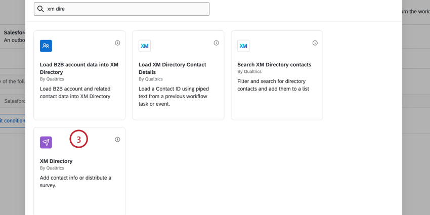 Aufgabe „XM Directory“ auswählen