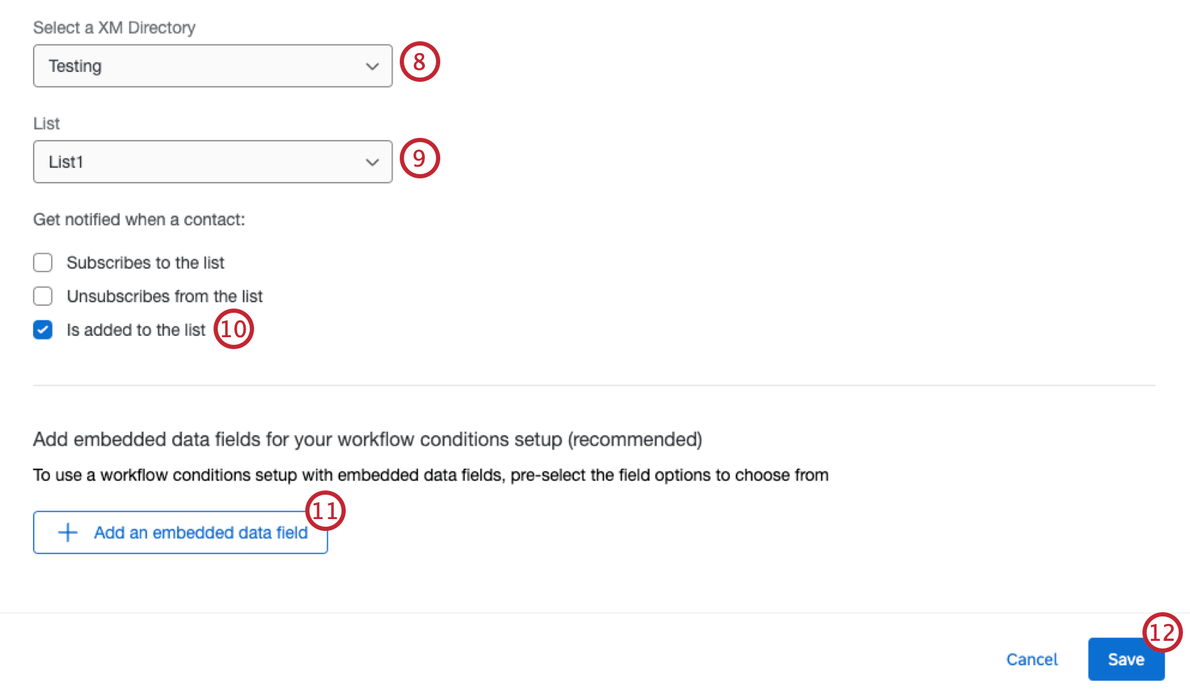 configuring the event