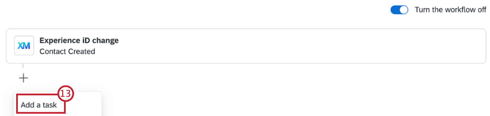 button to add a task within the workflow