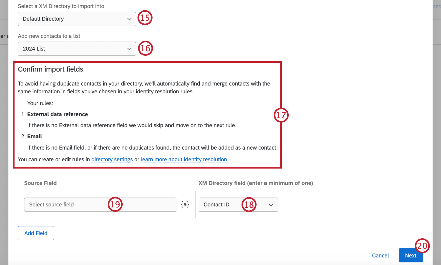 configurazione dellattività di aggiornamento dei contatti della directory xm
