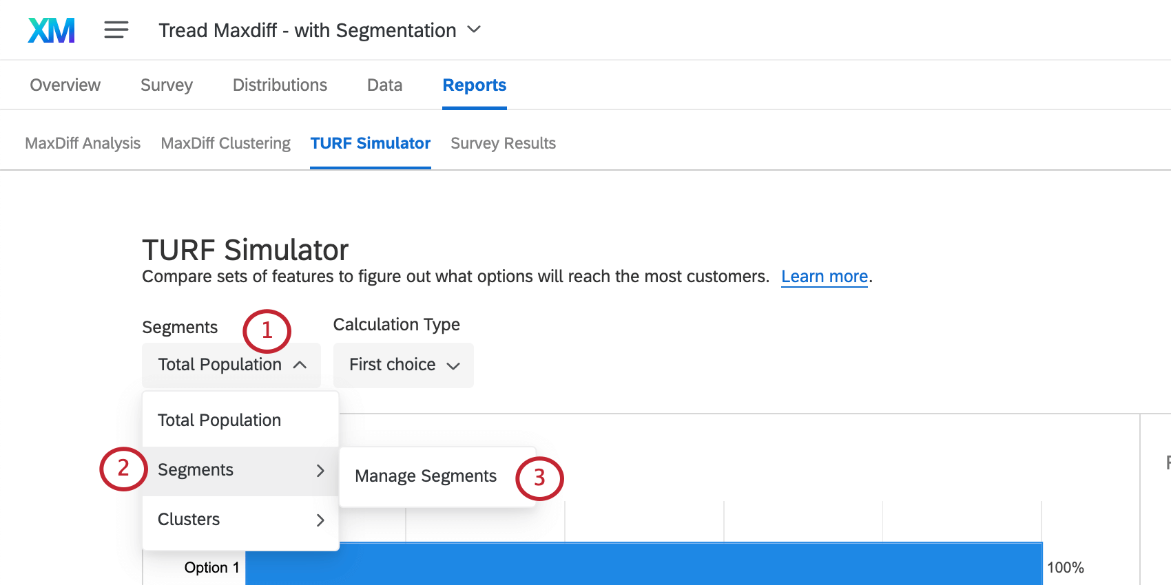 Verwenden der Dropdown-Liste „Segmente“, um die Segmente zu verwalten