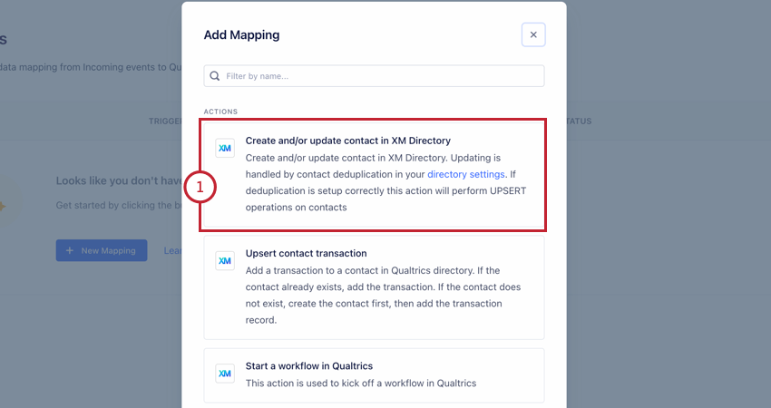 choosing the option to create or update a contact