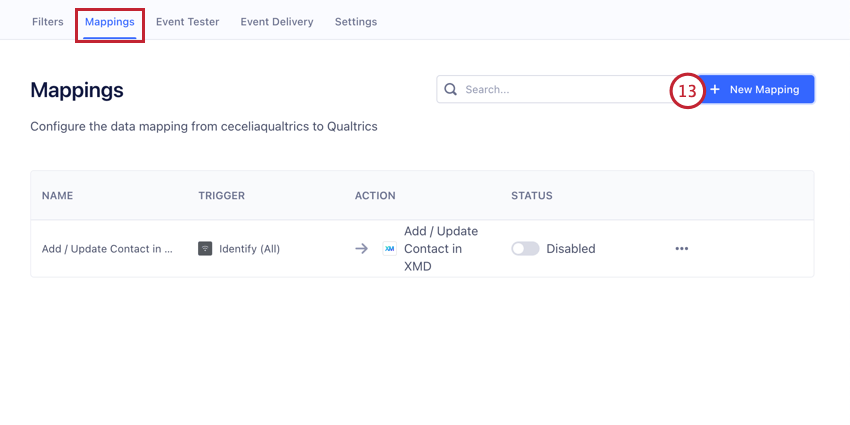 clicking new mapping in the mappings tab