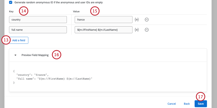 Asignación de campos adicionales