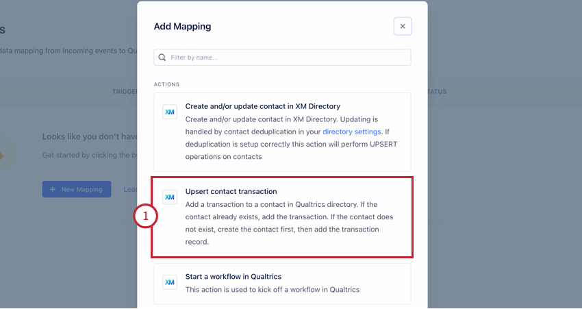 choosing the upsert contact option