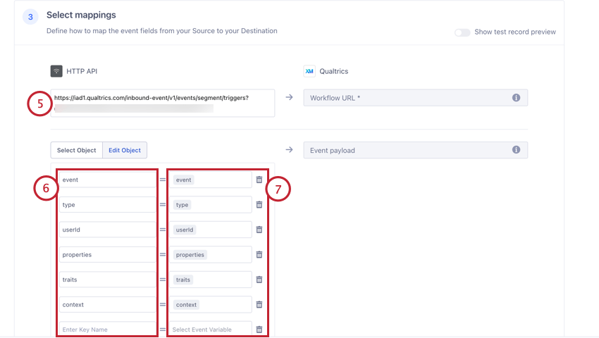 zuordnung der Url Ihres Workflows und aller zusätzlichen Felder